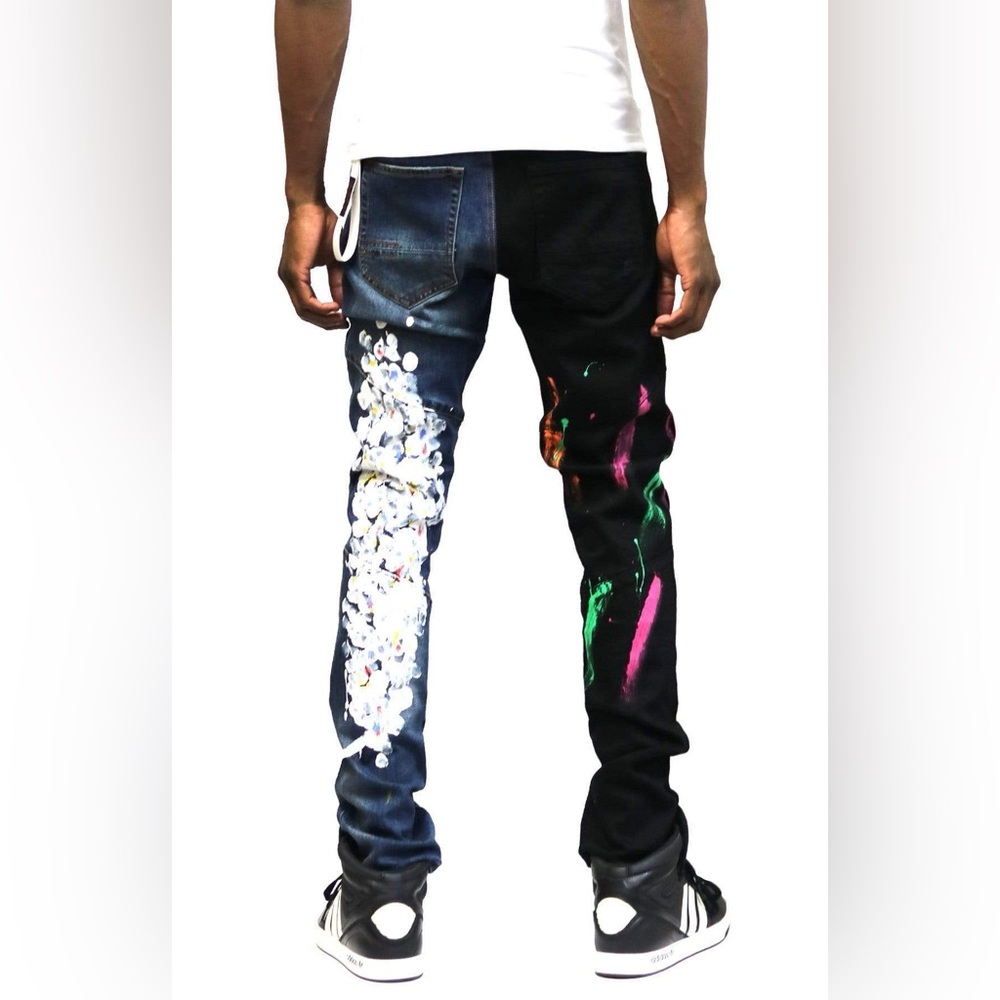 Multicolor Paint-Splatter Jeans - Picture 3 of 5